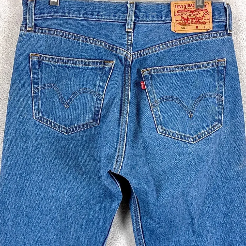 VTG Levis 501 Jeans Mens 33x38 (32x33) Faded Button Fly Classic Preppy Indie